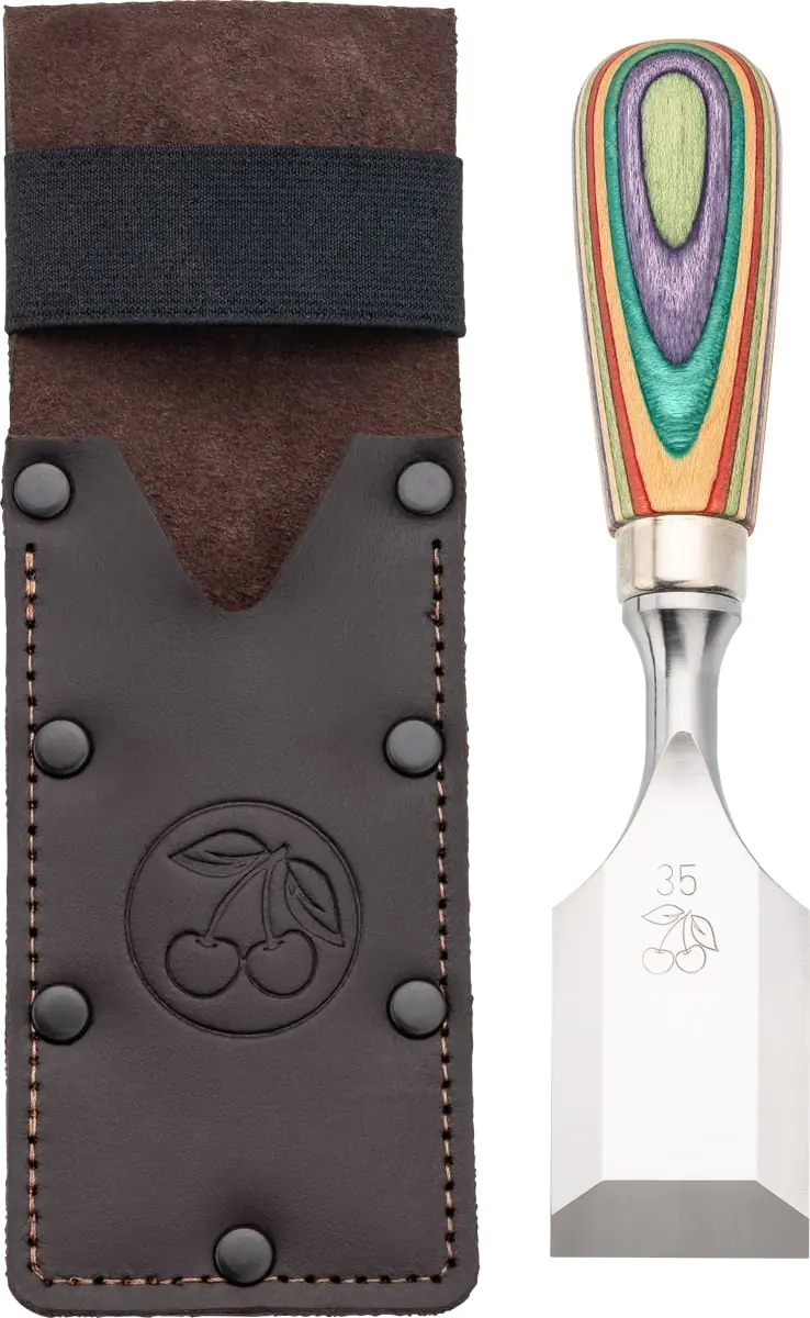 W.I.N.A.C. Kurzbeitel 35 mm in Lederholster mit Skateboardheft KIRSCHEN