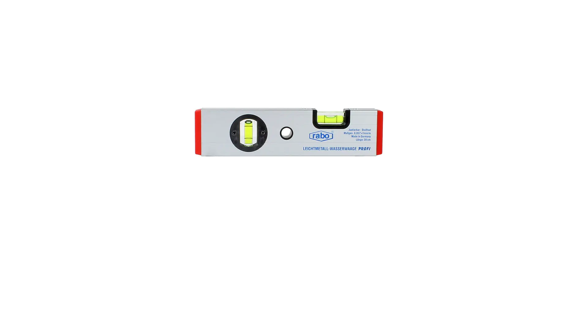 Alu-Wasserwaage 20 cm eloxiert justierbar RABO Alu-Wasserwaage 20 cm eloxiert justierbar RABO