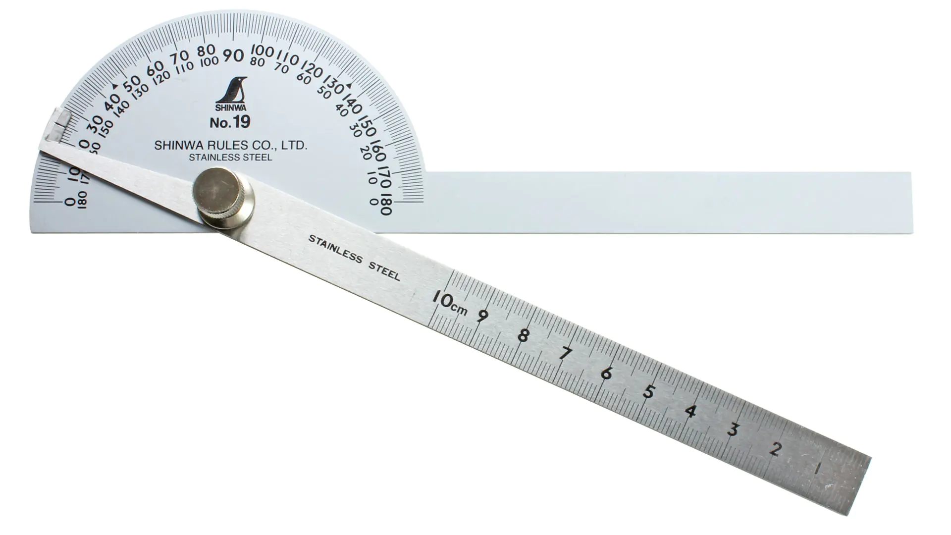 Gradmesser von SHINWA mit halbrunder Grundplatte und Doppelschenkel