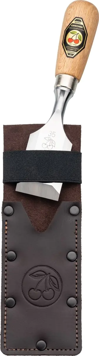 Kurzbeitel 35 mm in Lederholster mit Buchenheft KIRSCHEN