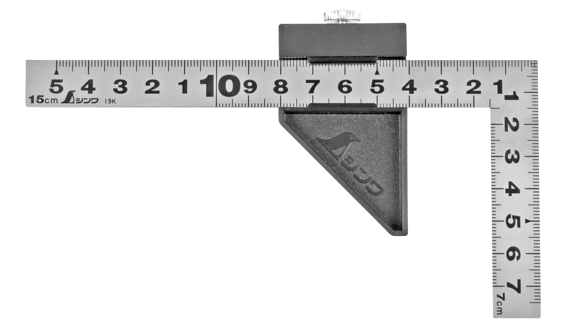 Japanischer Mini-Zimmermannswinkel 15 cm Querschnitt 15 x 1 mm mit Kunststoff Stopper SHINWA