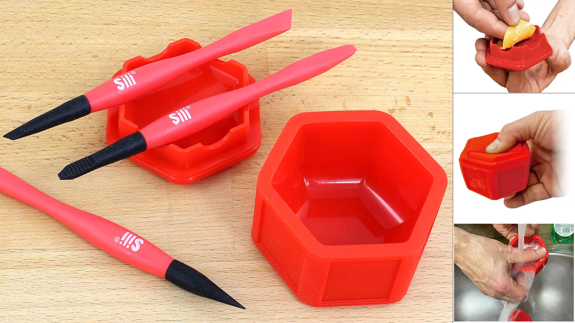 Set aus Silikon Leimbehälter und Mini Pinsel Satz Set aus Silikon Leimbehälter und Mini Pinsel Satz