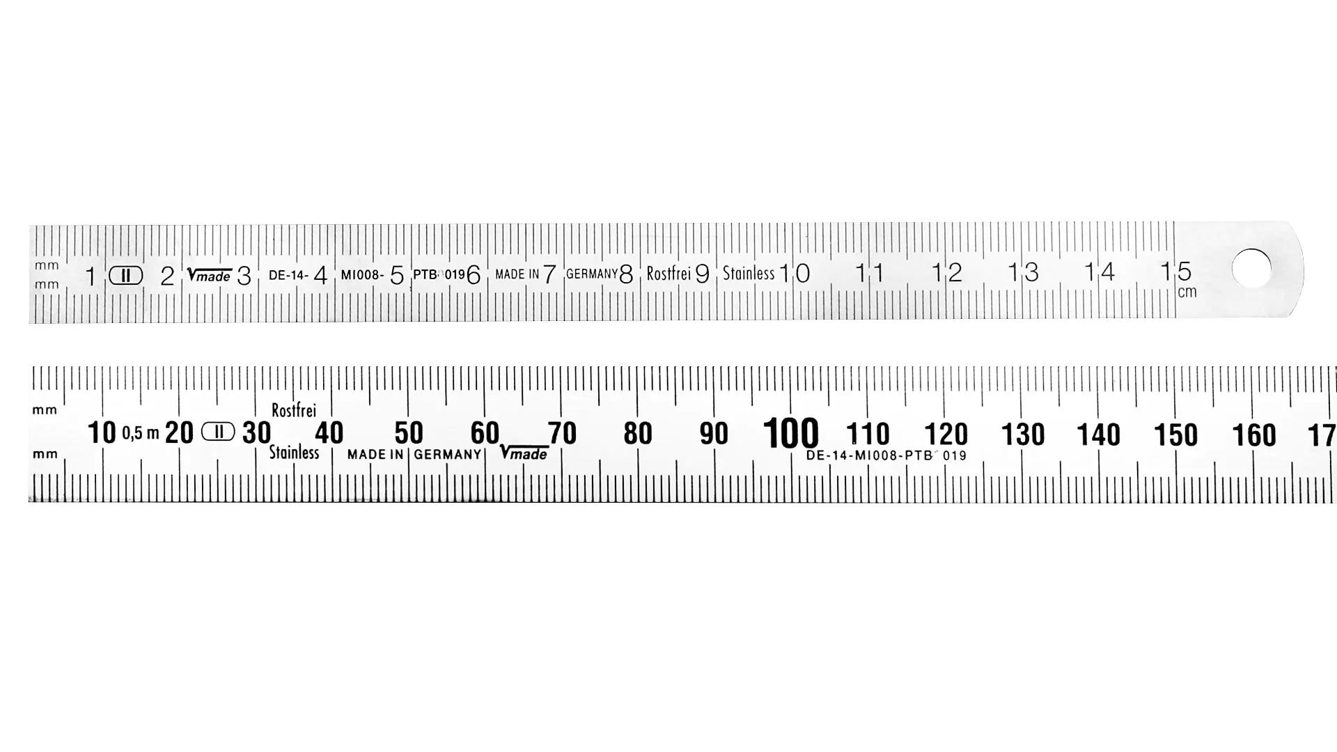 Stahlmaßstab, Ablesung von links nach rechts (Standard), mm-Teilung, flexibel