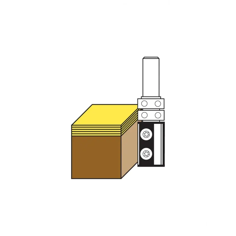 Wendeplatten-Buendigfraeser mit Doppel-Kugellager oben D=19mm B=50mm L=100mm Z=2 S=12mm KLEIN Wendeplatten-Buendigfraeser mit Doppel-Kugellager oben D=19mm B=50mm L=100mm Z=2 S=12mm KLEIN
