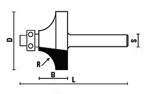 Abrundfraeser mit Anlaufring HM D=19.1mm B=9.5mm L=59mm R=3.2mm S=12mm KLEIN Abrundfraeser mit Anlaufring HM D=19.1mm B=9.5mm L=59mm R=3.2mm S=12mm KLEIN