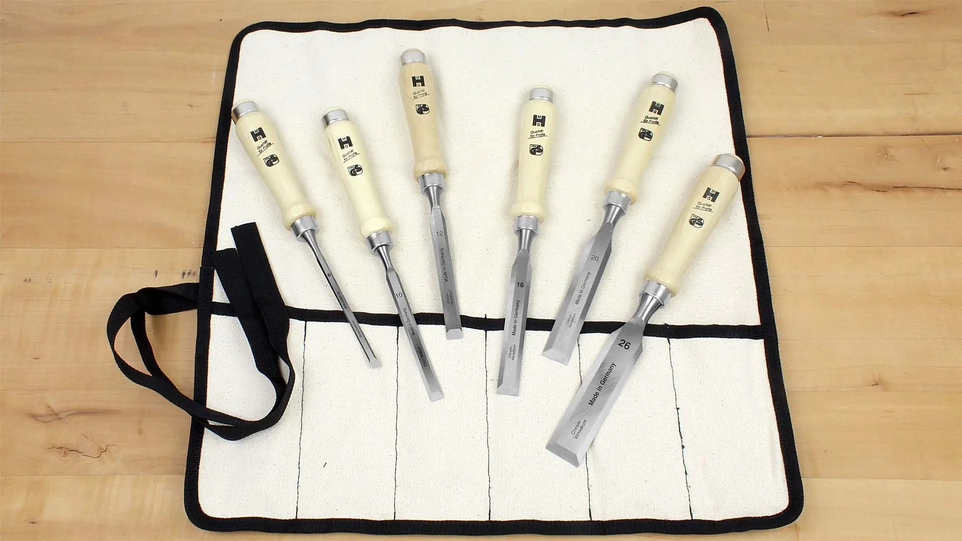 6er-Satz MHG-Stemmeisen in Segeltuchtasche 6er-Satz MHG-Stemmeisen in Segeltuchtasche