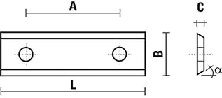 Wendeplatte DLC-beschichtet L=50mm B=12mm C=1.5mm Winkel=35° A=26mm KLEIN Wendeplatte DLC-beschichtet L=50mm B=12mm C=1.5mm Winkel=35° A=26mm KLEIN