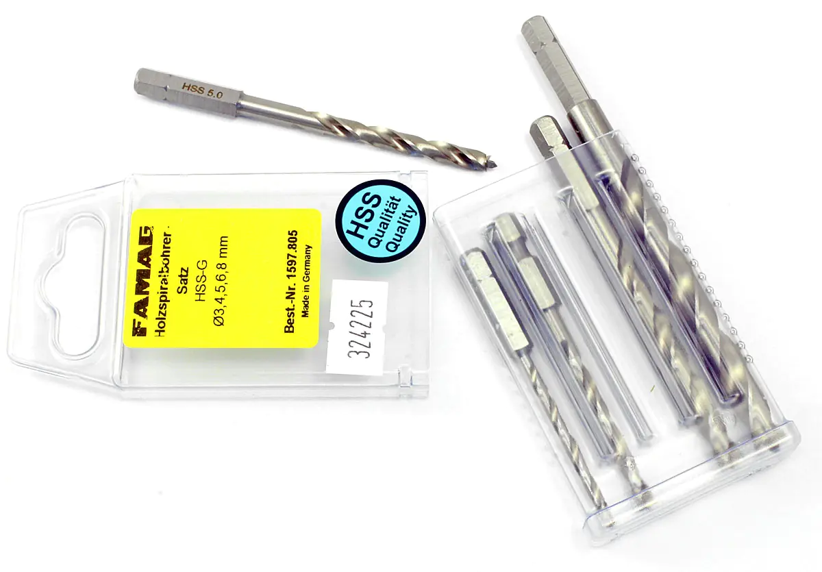 5 teiliges Set Holzspiralbohrer-Bits lang HSS-G Serie 1597