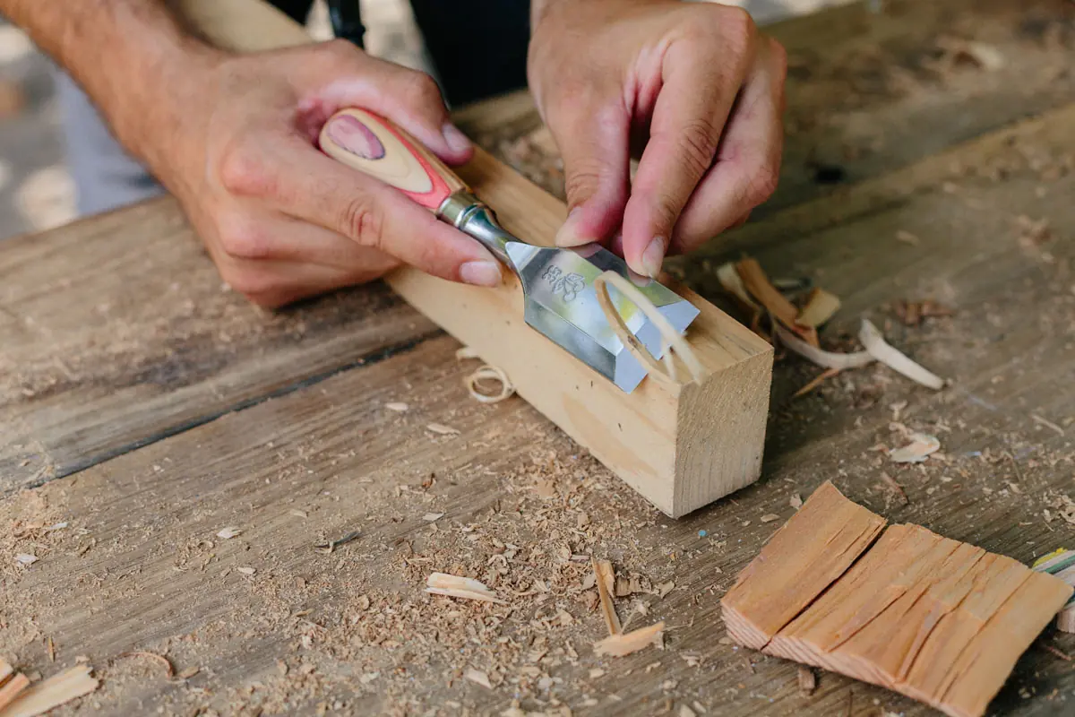 W.I.N.A.C. Kurzbeitel 35 mm in Lederholster mit Skateboardheft KIRSCHEN