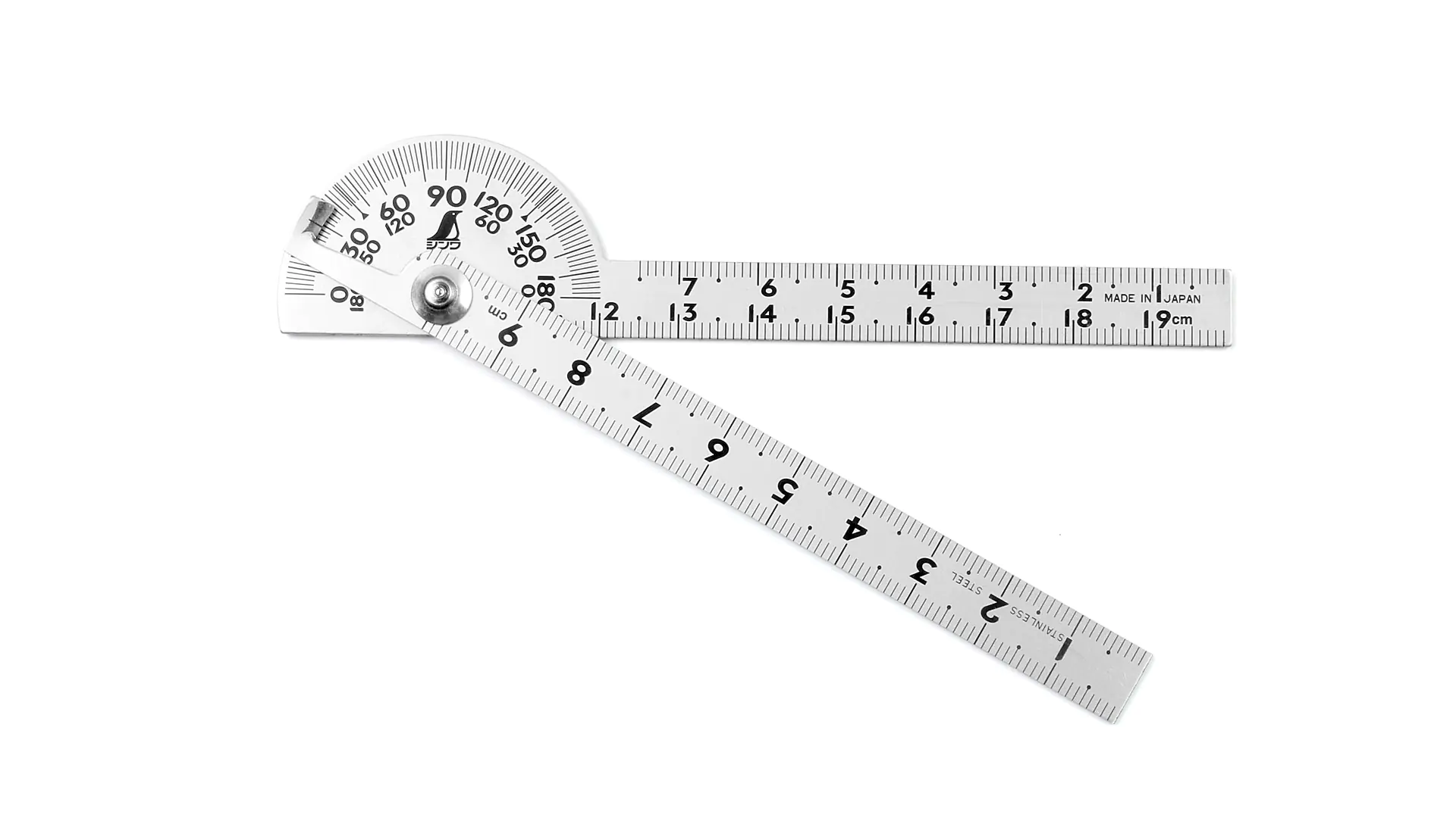 Mini-Gradmesser von SHINWA mit halbrunder Grundplatte und Doppelschenkel Mini-Gradmesser von SHINWA mit halbrunder Grundplatte und Doppelschenkel
