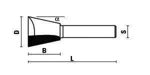 Gratfraeser HM D=12.7mm B=13mm L=45mm Winkel=14° S=6mm KLEIN Gratfraeser HM D=12.7mm B=13mm L=45mm Winkel=14° S=6mm KLEIN