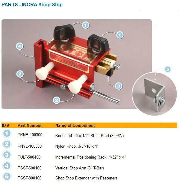 Shop Stop Extender with Fasteners Shop Stop Extender with Fasteners