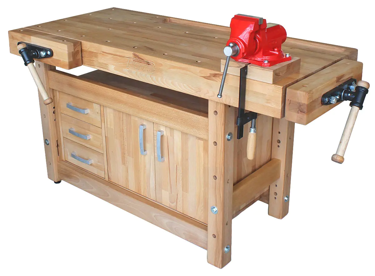 Hobelbank PROFI 1500 mit Unterschrank und Schraubstock