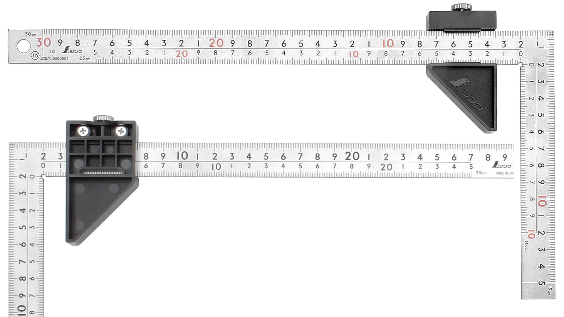 Japanischer Midi-Zimmermannswinkel starr, Oberfläche mattverchromt, mit Stopper, 30 x 15 cm Japanischer Midi-Zimmermannswinkel starr, Oberfläche mattverchromt, mit Stopper, 30 x 15 cm