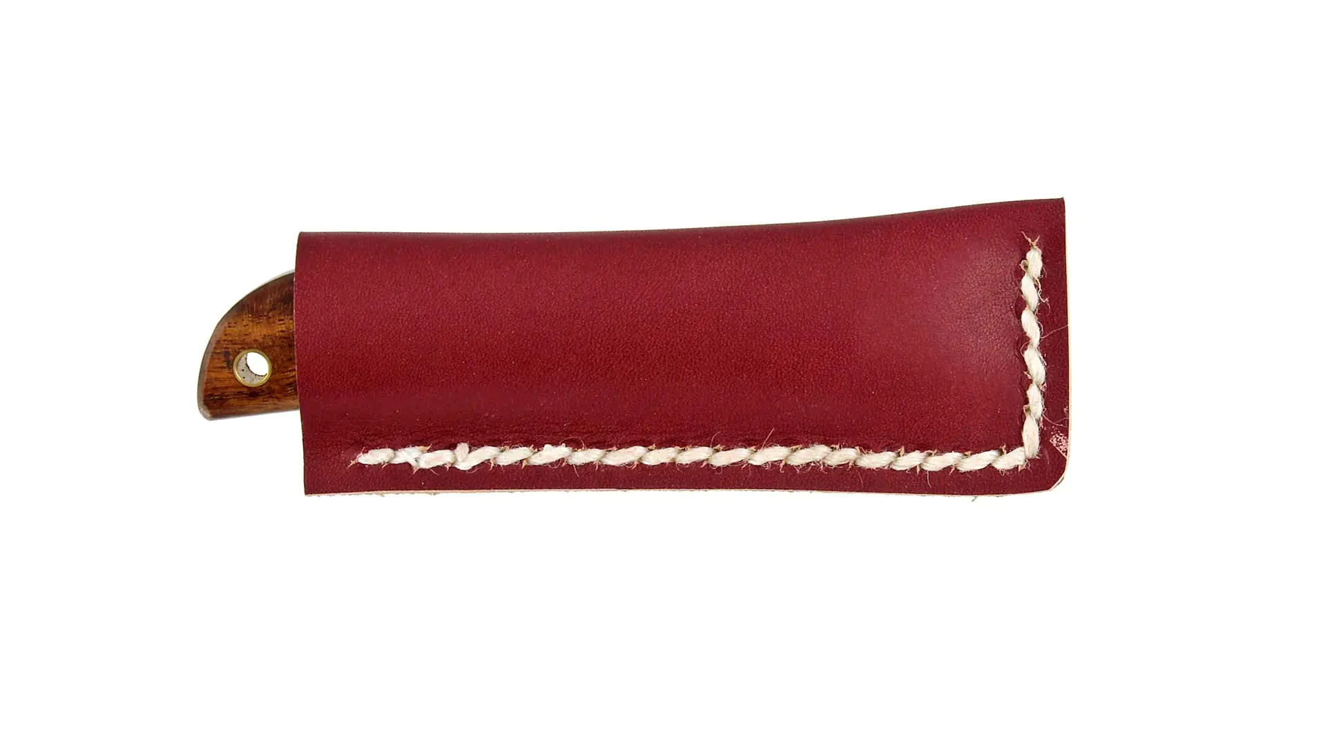Japanisches Taschenmesser mit Wüsteneisenholz-Heft und Leder-Etui Japanisches Taschenmesser mit Wüsteneisenholz-Heft und Leder-Etui