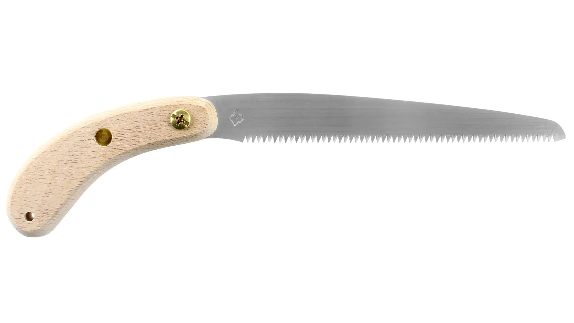 Kleine traditionelle japanische Astsäge mit Holzköcher