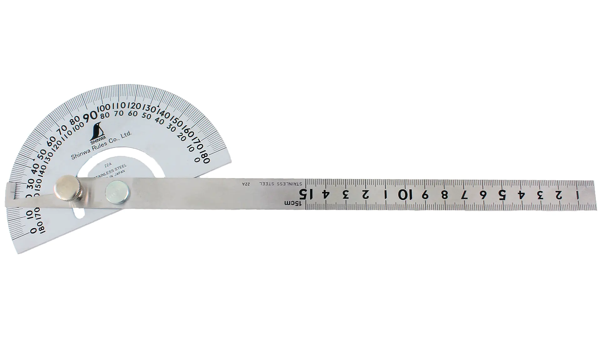 Großer Gradmesser von SHINWA mit halbrunder Grundplatte und Lineal Großer Gradmesser von SHINWA mit halbrunder Grundplatte und Lineal