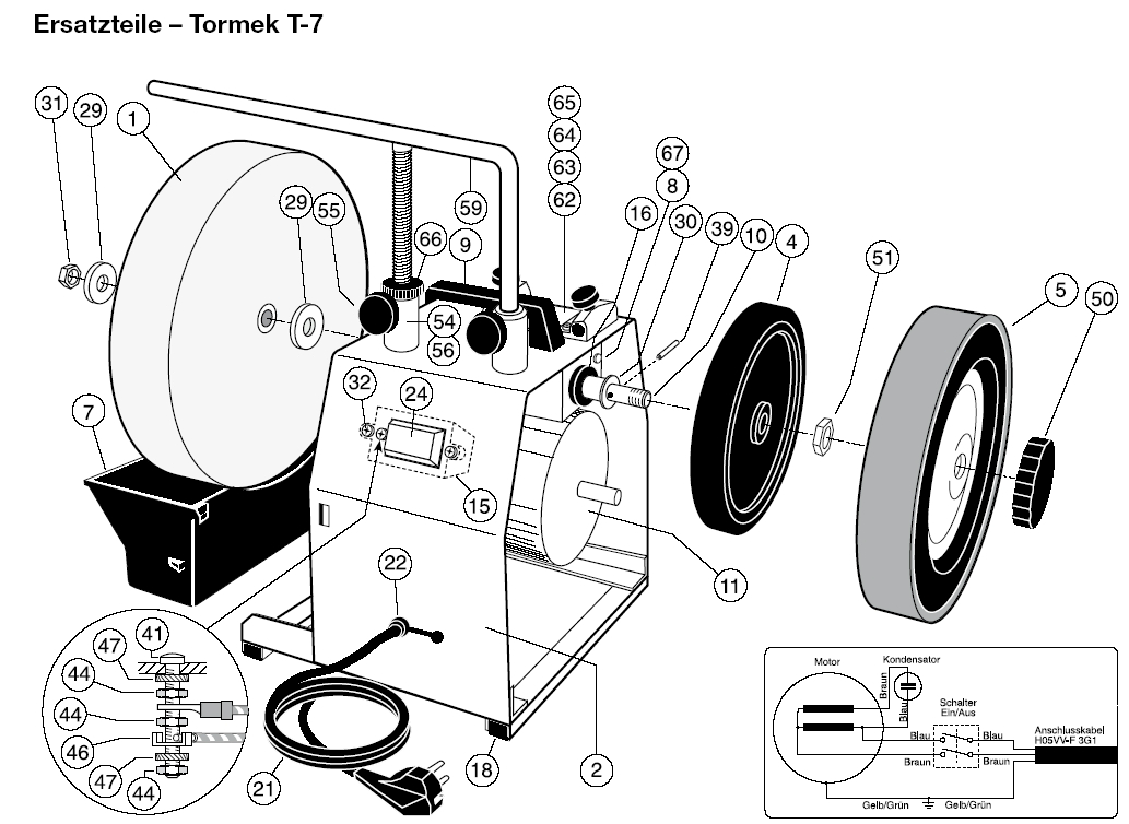 Ersatzteile siehe Handbuch für TORMEK 2006 und T7