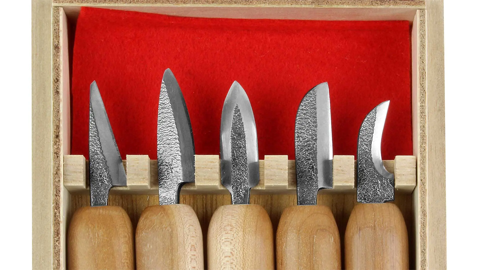 Kerbschnitzmessersatz Hide 5-teilig von Kawasei Kerbschnitzmessersatz Hide 5-teilig von Kawasei