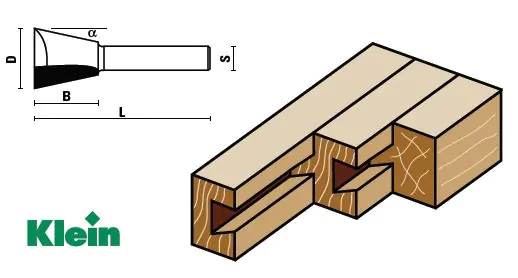 Gratfraeser HM D=9.5mm B=9.5mm L=47mm Winkel=9° S=8mm KLEIN Gratfraeser HM D=9.5mm B=9.5mm L=47mm Winkel=9° S=8mm KLEIN
