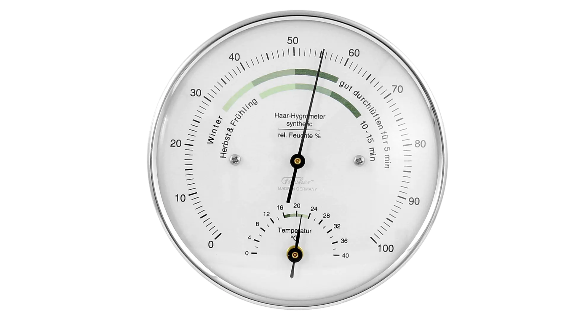 FISCHER Haar-Hygrometer mit Thermometer für Innen
