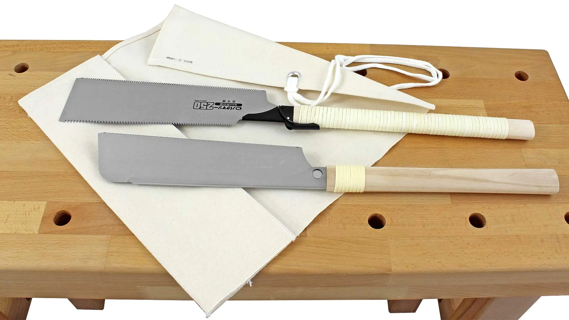 Sägenset Standard, bestehend aus 2 Japanischen Sägen mit einer Segeltuchtasche