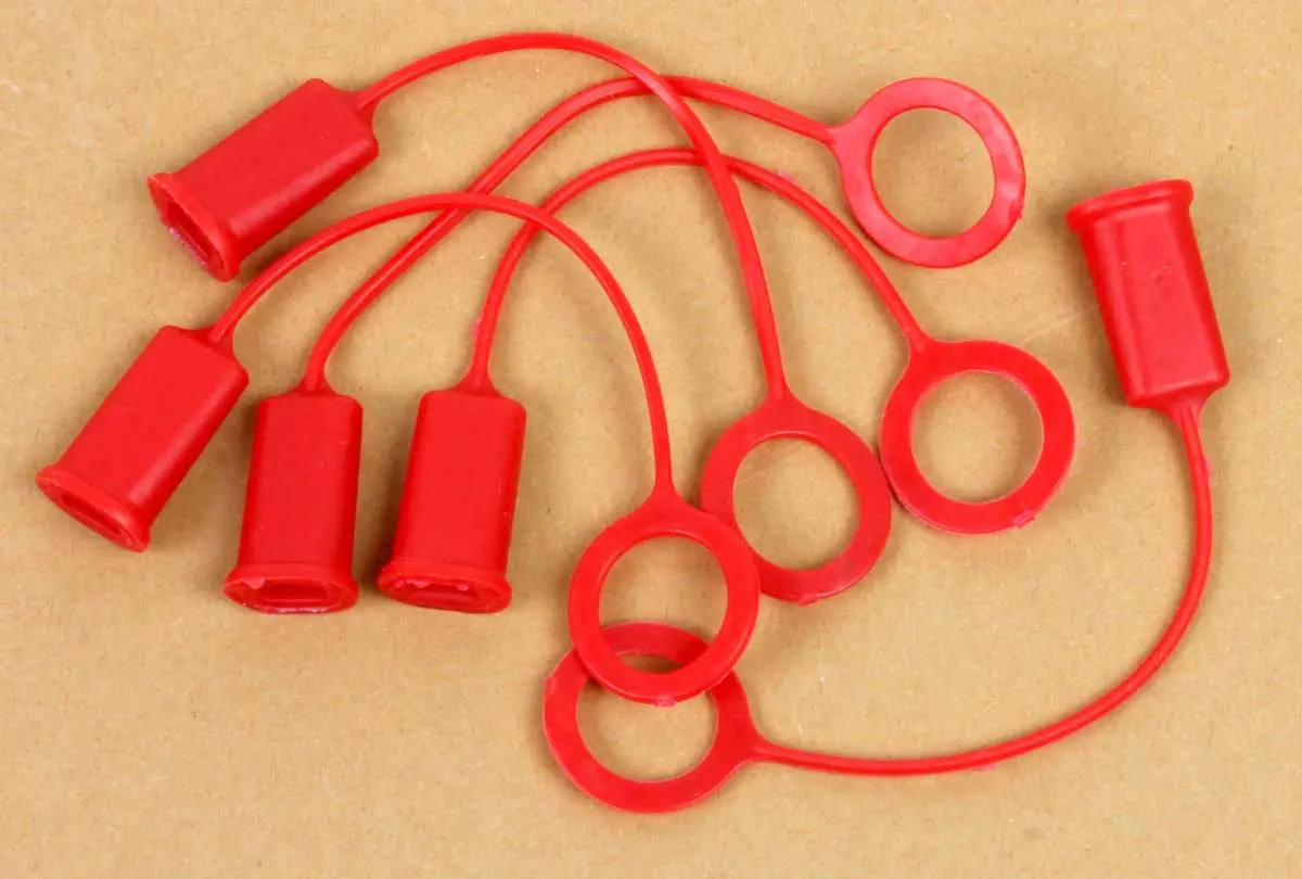 5er Set rote Kappen für BabeBot 4oz Leimspender