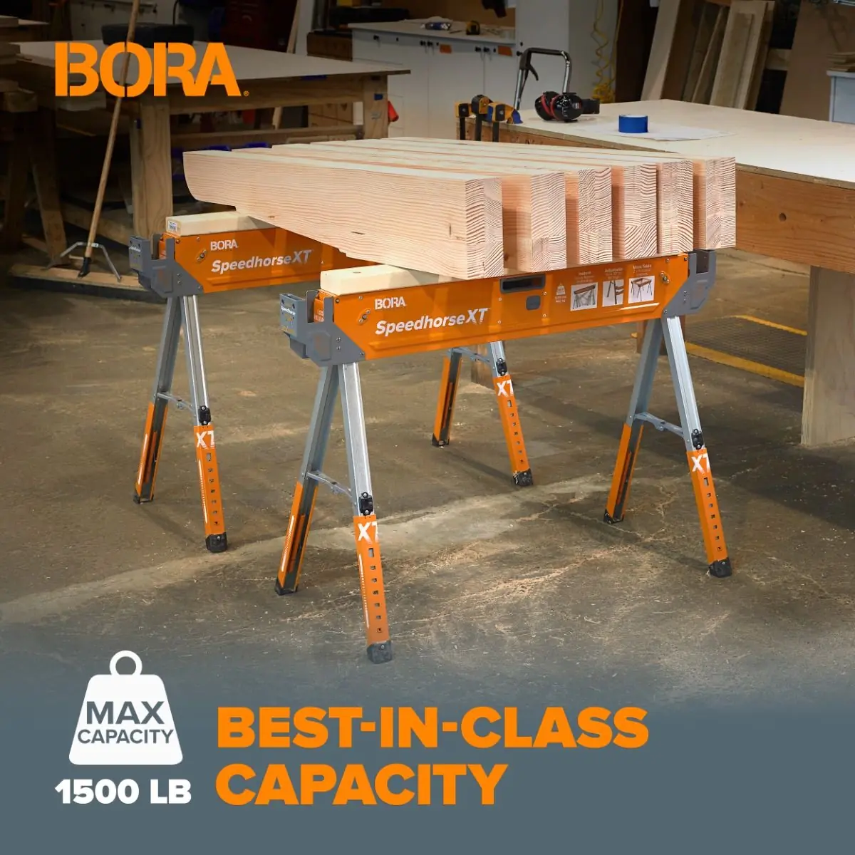 2er-Set  Einstellbarer Arbeitsbock "Speedhorse XT" PM-4550 BORA 2er-Set  Einstellbarer Arbeitsbock "Speedhorse XT" PM-4550 BORA