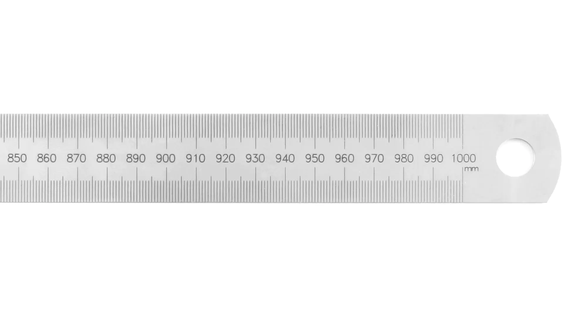 Breiter Stahlmaßstab, Ablesung von links nach rechts (Standard), mm-Teilung an beiden Kanten, Lasergravur Breiter Stahlmaßstab, Ablesung von links nach rechts (Standard), mm-Teilung an beiden Kanten, Lasergravur