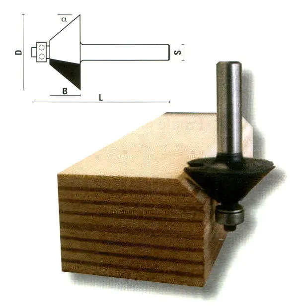 Fasefraeser mit Anlaufring HM D=17.5mm B=10mm L=49mm Winkel=10° Z=3 S=8mm KLEIN Fasefraeser mit Anlaufring HM D=17.5mm B=10mm L=49mm Winkel=10° Z=3 S=8mm KLEIN