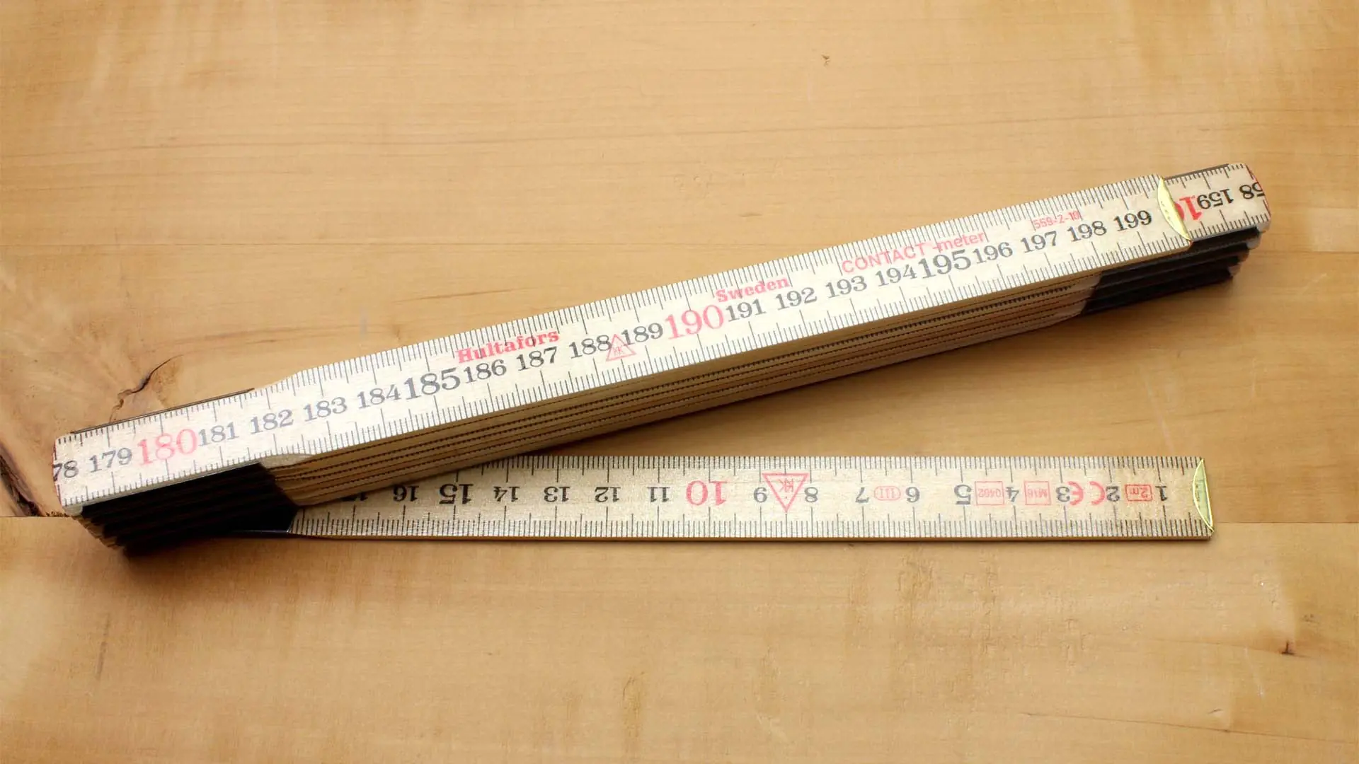 Gliedermaßstab 2 m lang mit rückläufiger Skala Hultafors Kontaktmeter