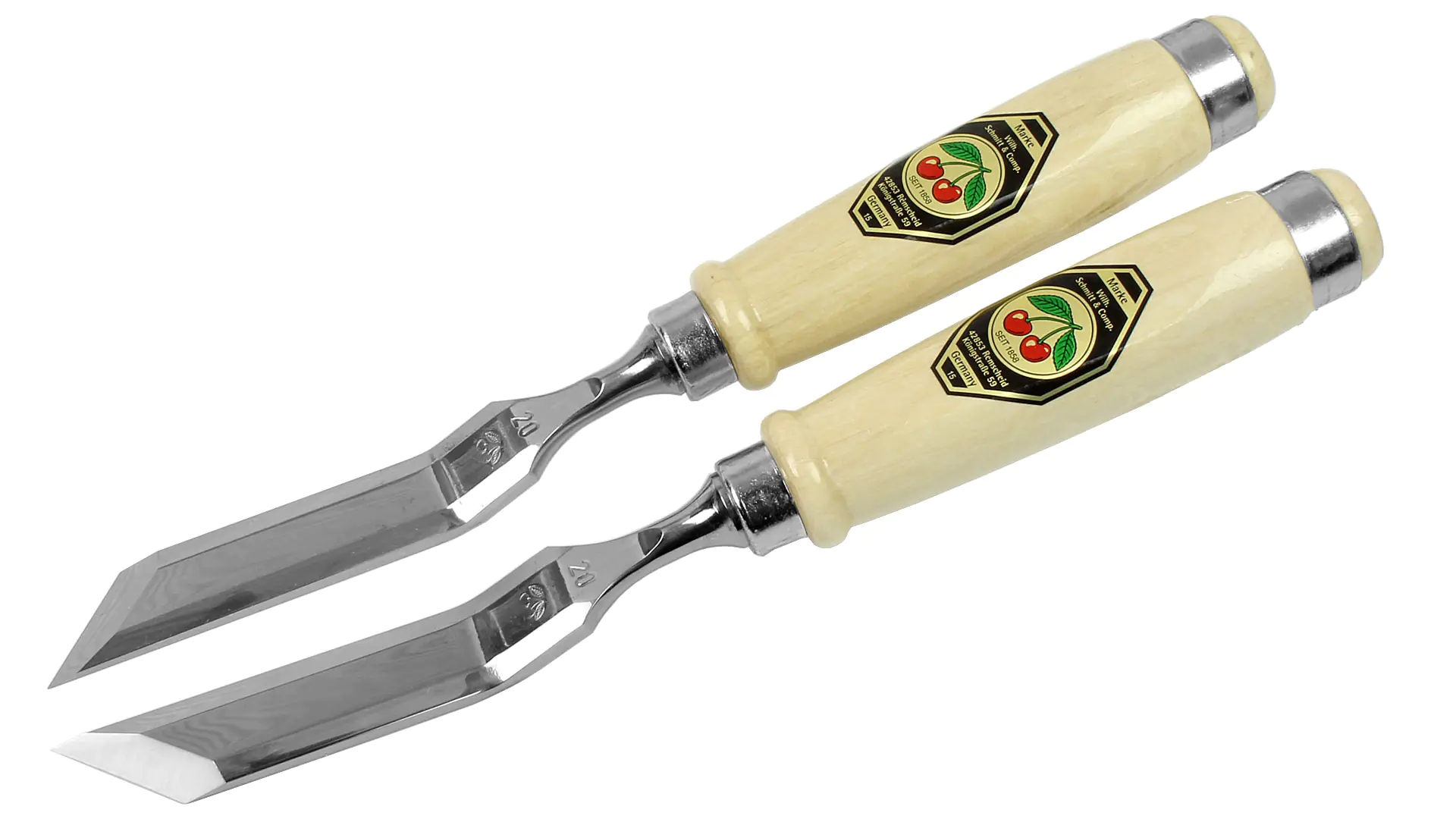 Stechbeitelpaar gekröpft mit schräger Schneide