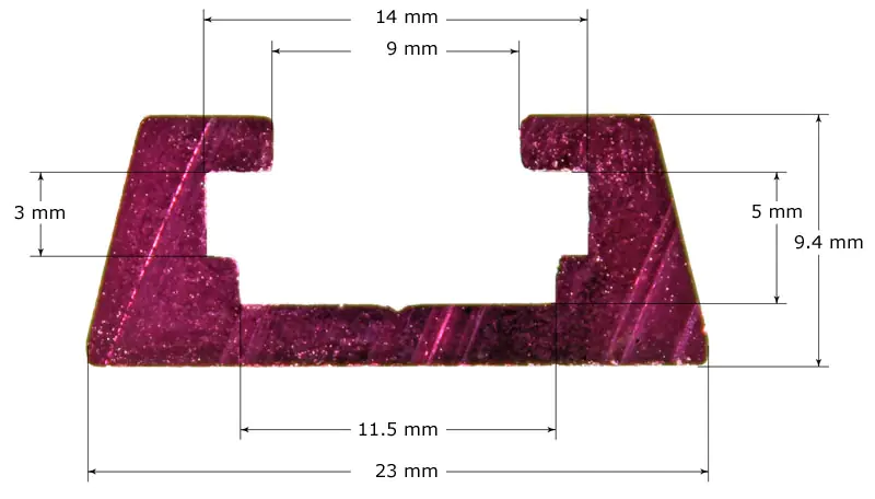 T-Nut-Schiene Schwalbenschwanzform 14° Länge 914mm OTORO