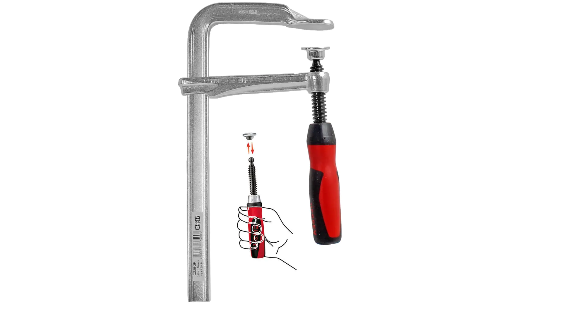 GZ10-2K Ganzstahl-Schraubzwinge Spannweite 100 mm Ausladung 60 mm Best-Comfort-Griff BESSEY GZ10-2K Ganzstahl-Schraubzwinge Spannweite 100 mm Ausladung 60 mm Best-Comfort-Griff BESSEY