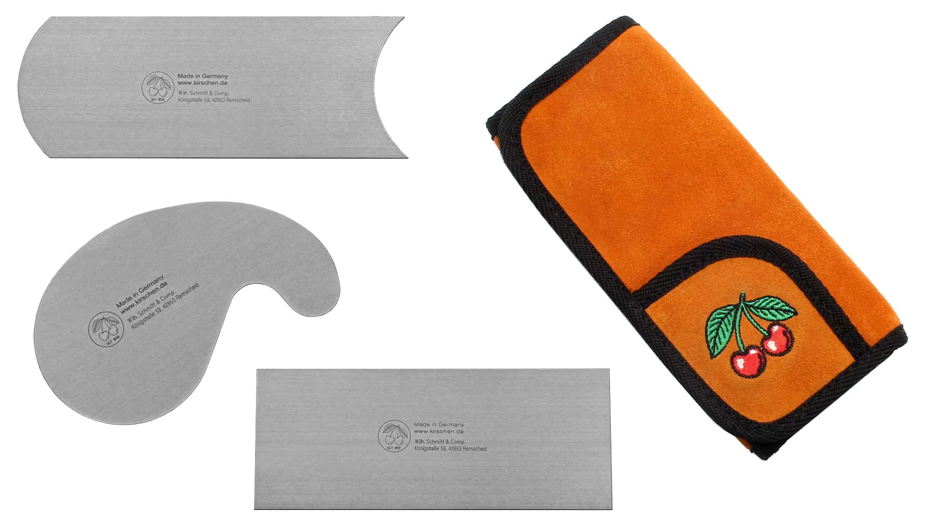 3er Satz Ziehklingen in Velourledertasche KIRSCHEN 3er Satz Ziehklingen in Velourledertasche KIRSCHEN