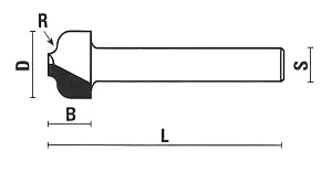 Eintauch-Profilfraeser HM D=9.5mm B=8mm L=51mm R=1.6mm S=8mm KLEIN Eintauch-Profilfraeser HM D=9.5mm B=8mm L=51mm R=1.6mm S=8mm KLEIN