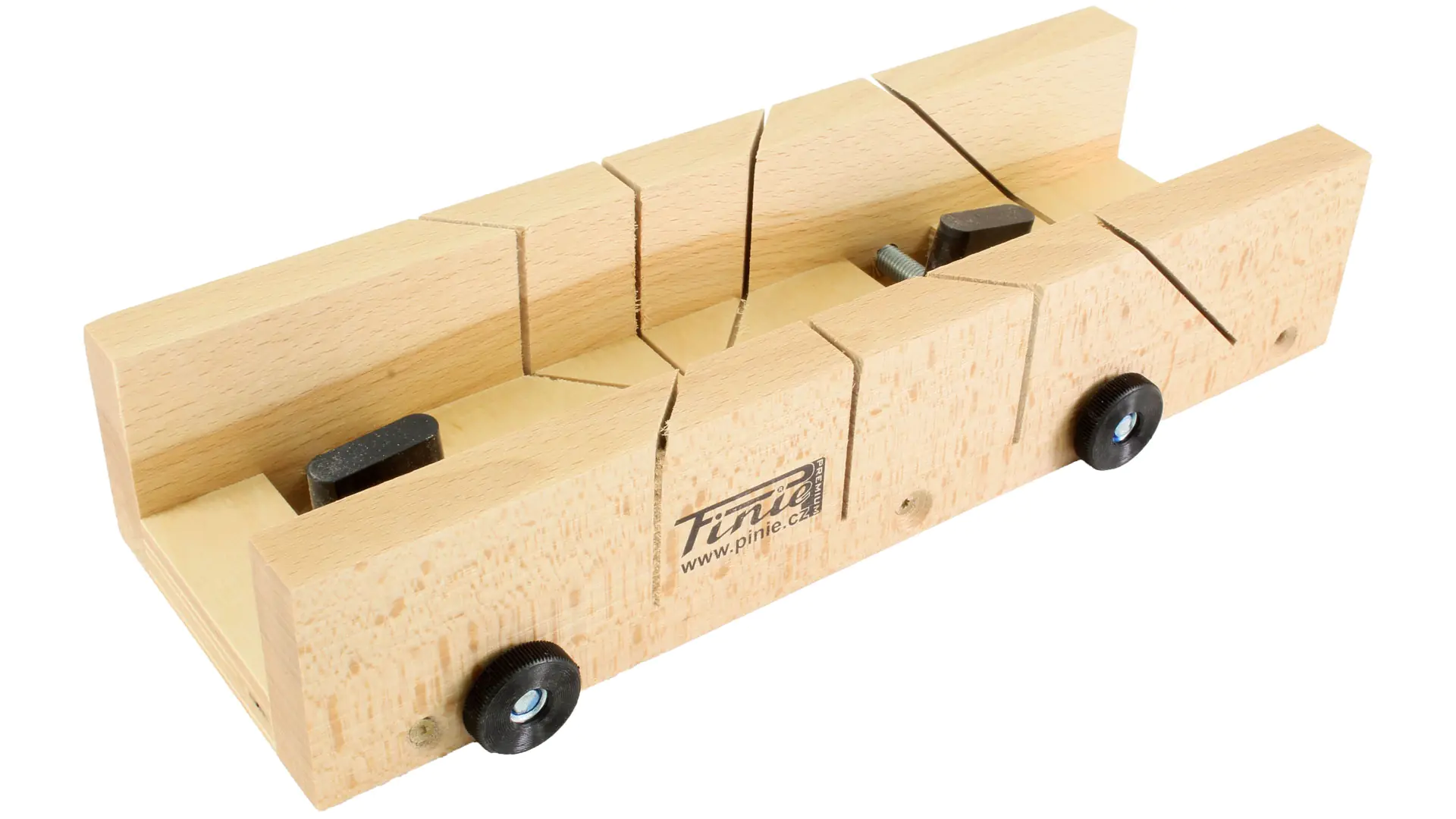 Gehrungsschneidlade mit 2 Klemmen, Seiten aus Buchenmassivholz, Boden aus Multiplexplatte Birke