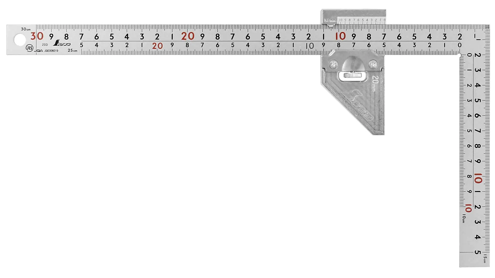 Japanischer Midi-Zimmermannswinkel mit Metall Stopper von SHINWA Japanischer Midi-Zimmermannswinkel mit Metall Stopper von SHINWA