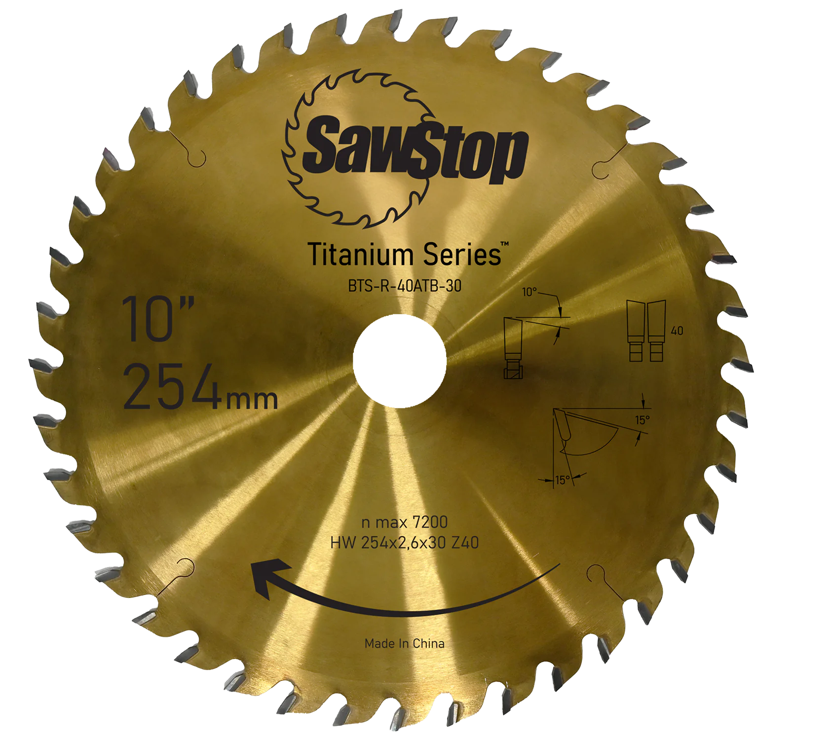 TITANIUM Sägeblatt 254x2,6/2x30, WZ40 SawStop