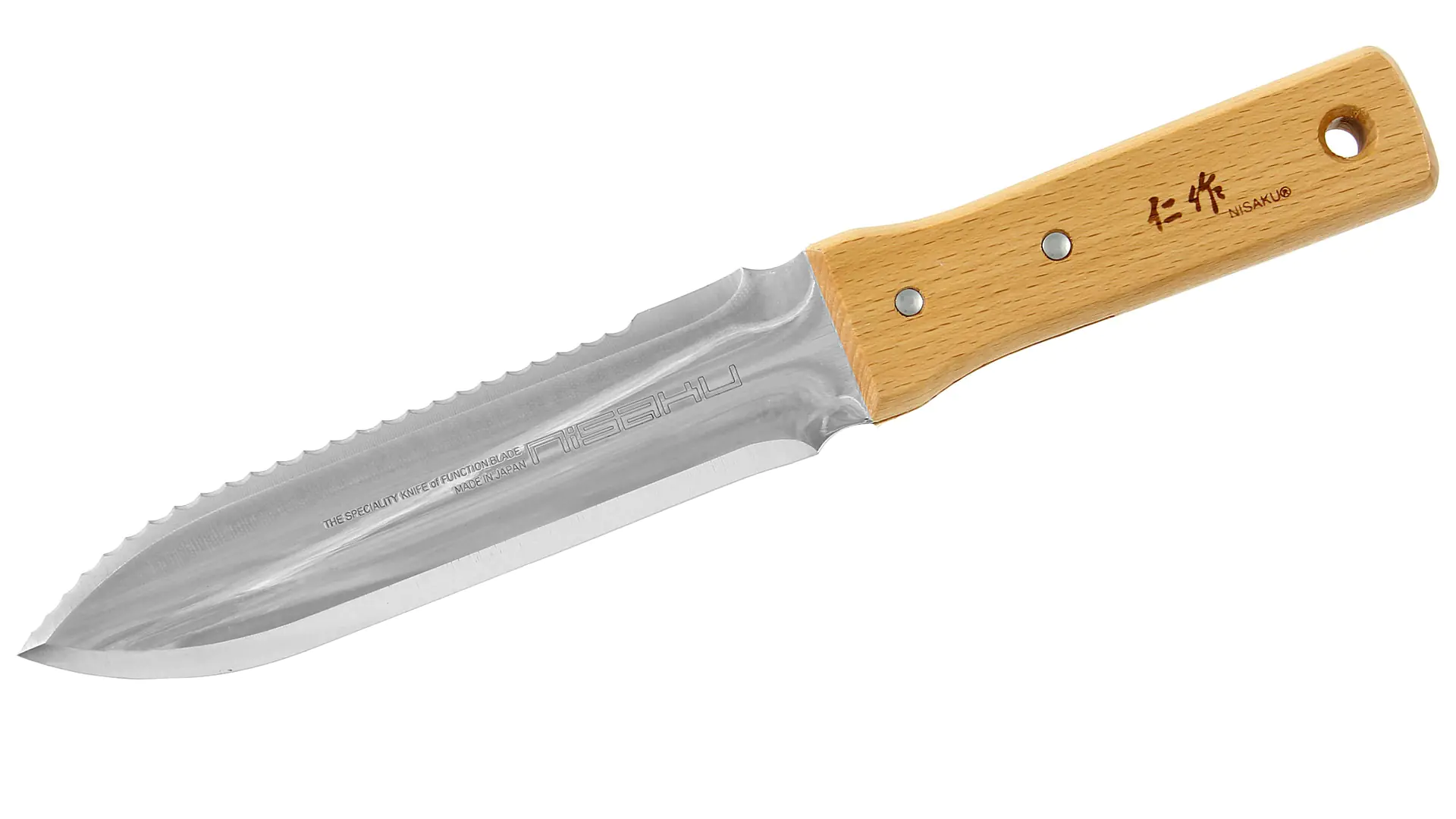 Pflanz- und Grabemesser (Hori Hori) rostfrei mit Holzgriff
