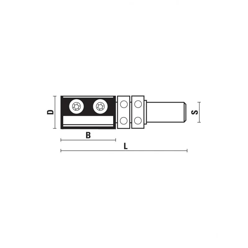 Wendeplatten-Buendigfraeser mit Doppel-Kugellager oben D=19mm B=50mm L=100mm Z=2 S=12mm KLEIN