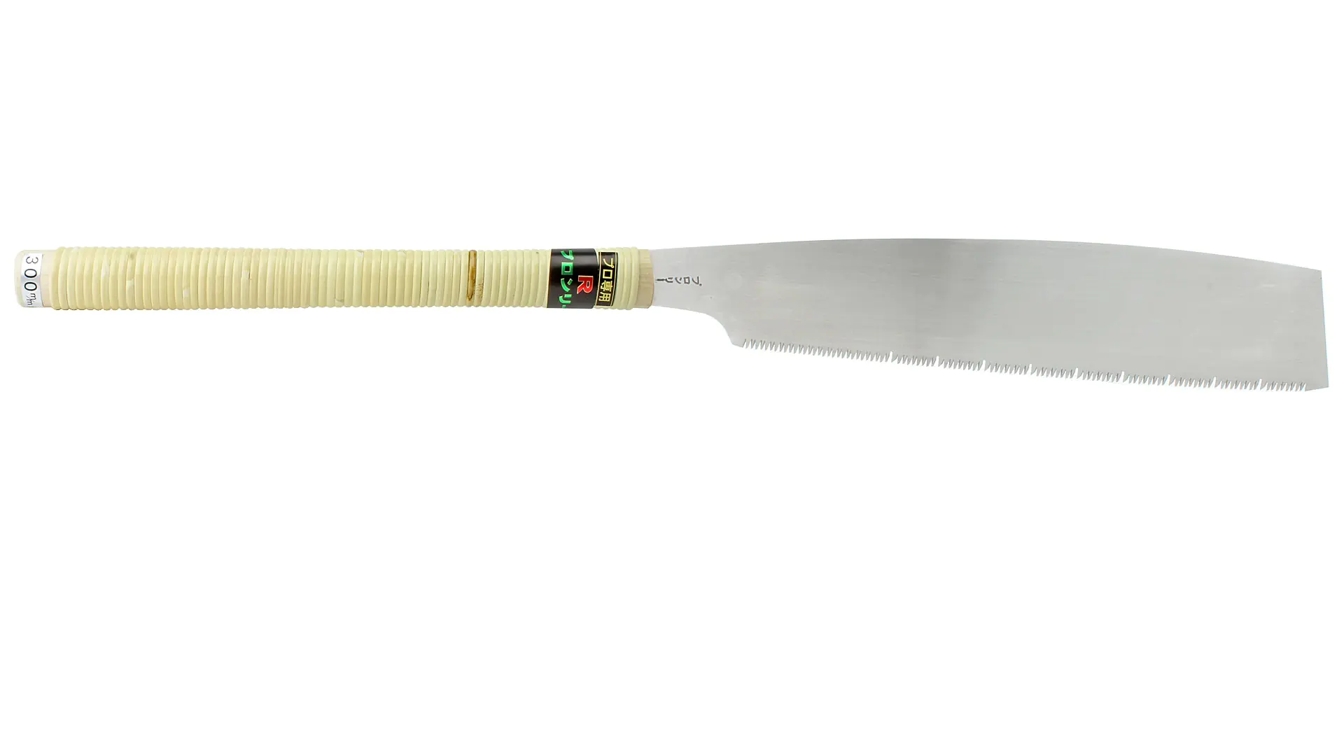 Traditionelle Japanische Saege Kataba Blatt 300 mm mit gebogener Zahnlinie Quer- Längs- Diagonalschnitt HISHIKA